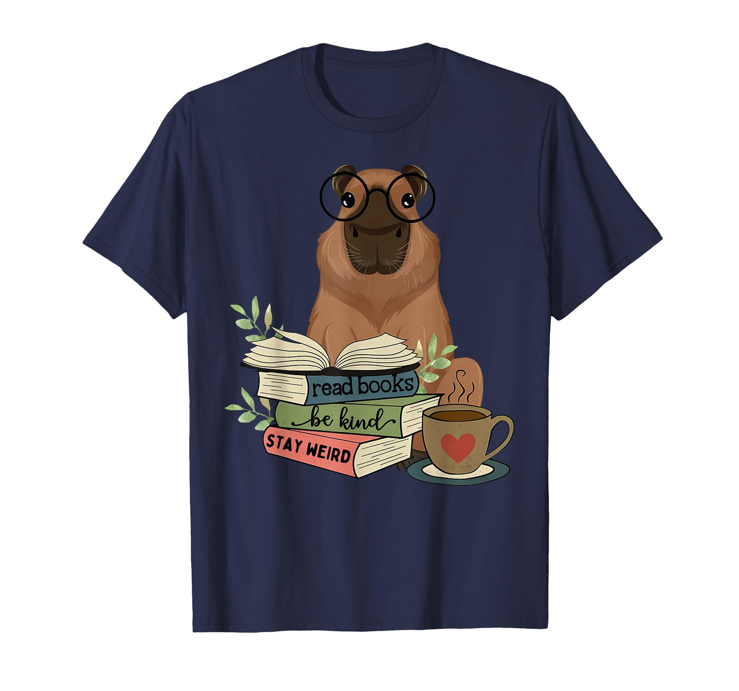 Capybara Glasses Reading Books Capybara Nerd Bookworm T-Shirt