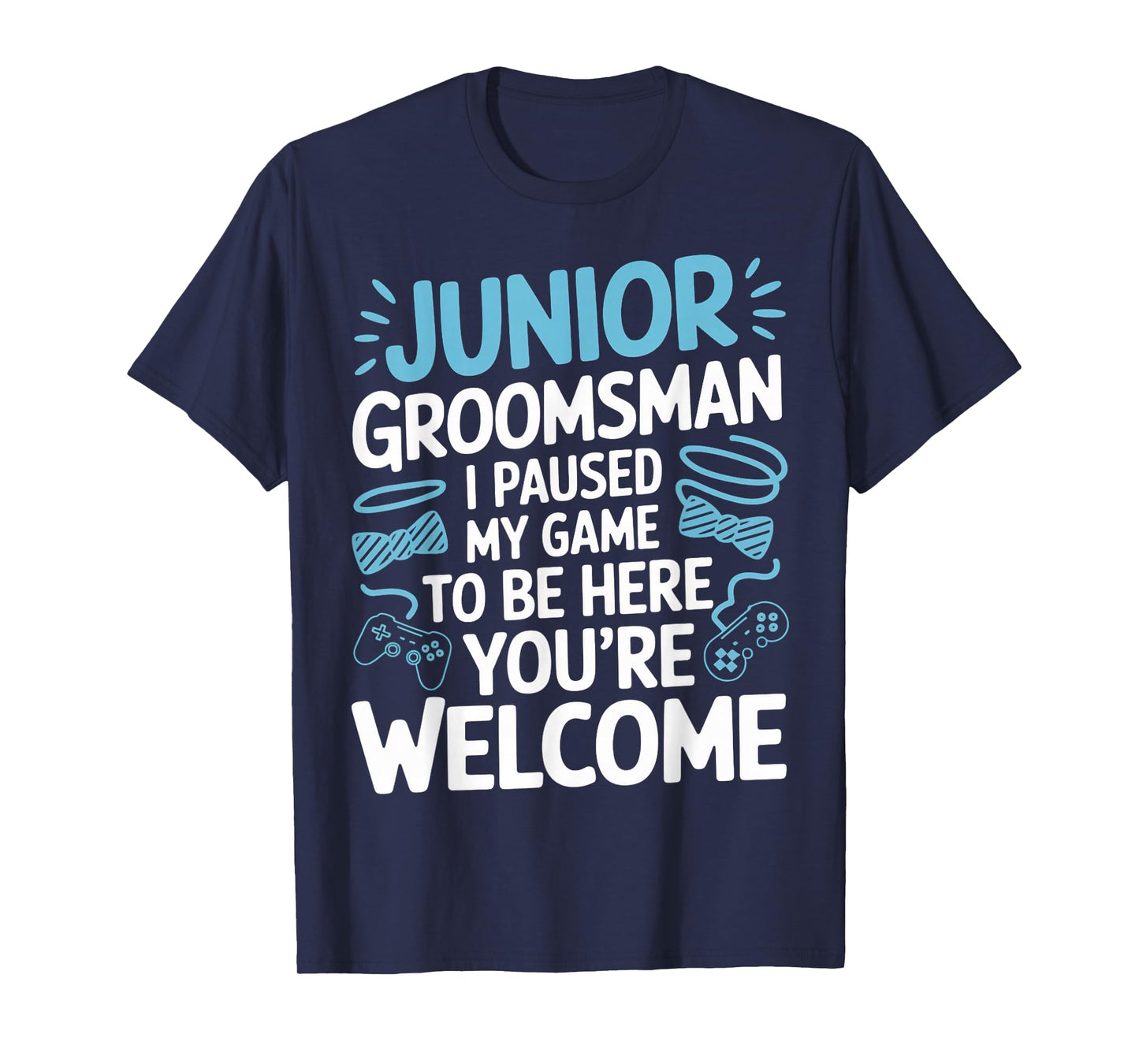 I Paused My Game Wedding Party Bow Tie Cute Junior Groomsman T-Shirt