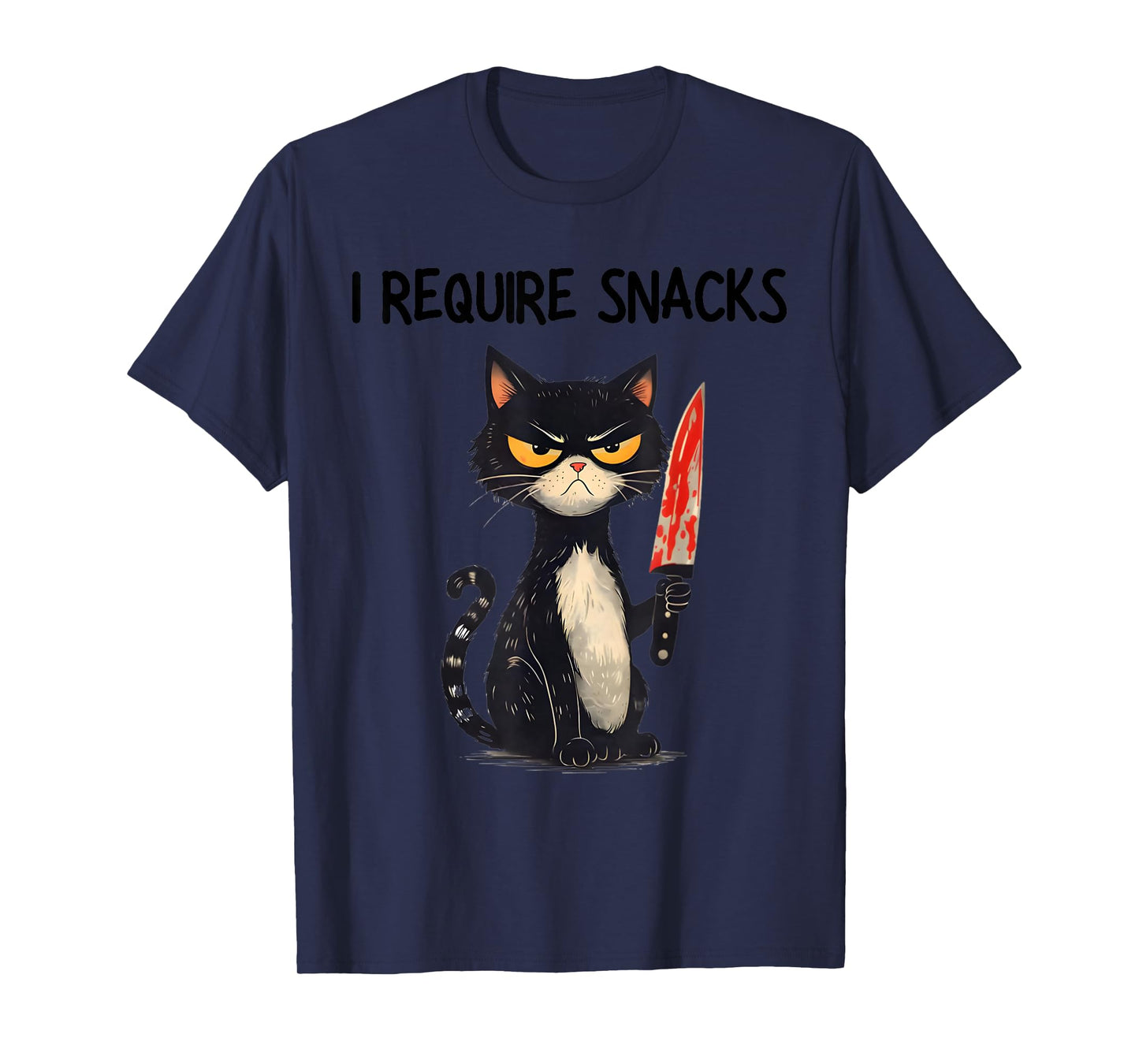 Funny Cat Meme I Require Snacks Design Men Women T-Shirt