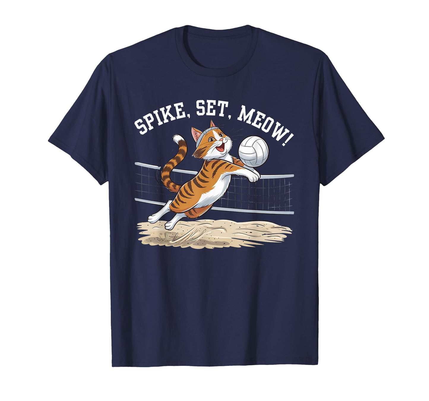 Funny Cat Playing Volleyball Kitten Volleyball Player Beach T-Shirt