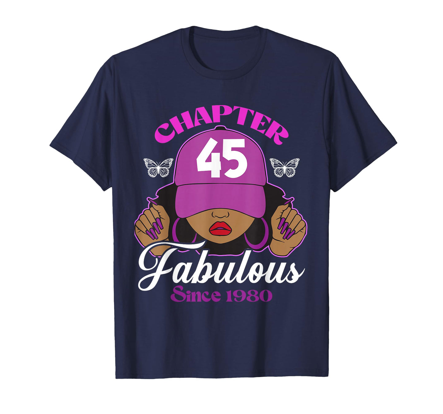 Chapter 45 Fabulous Since 1980 45th Birthday Black Women T-Shirt