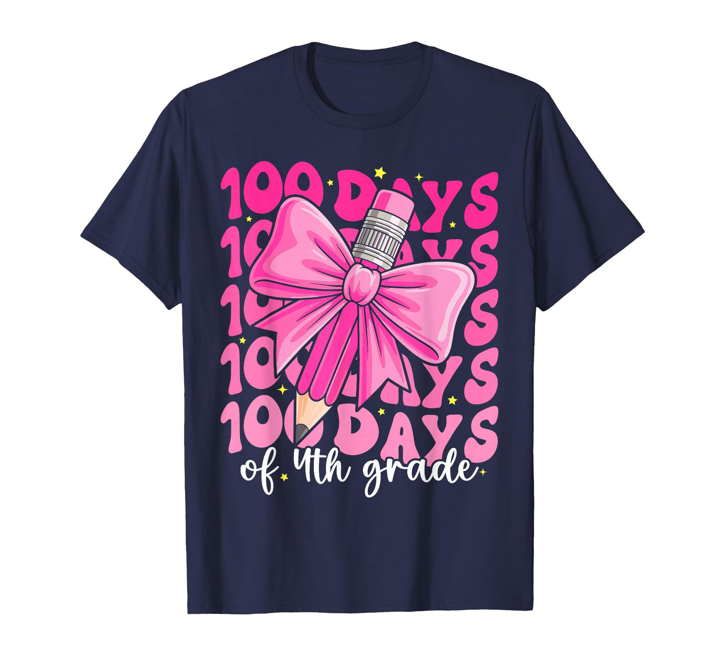 100 Days of 4th Grade Girls Coquette Bow 100th Day of School T-Shirt