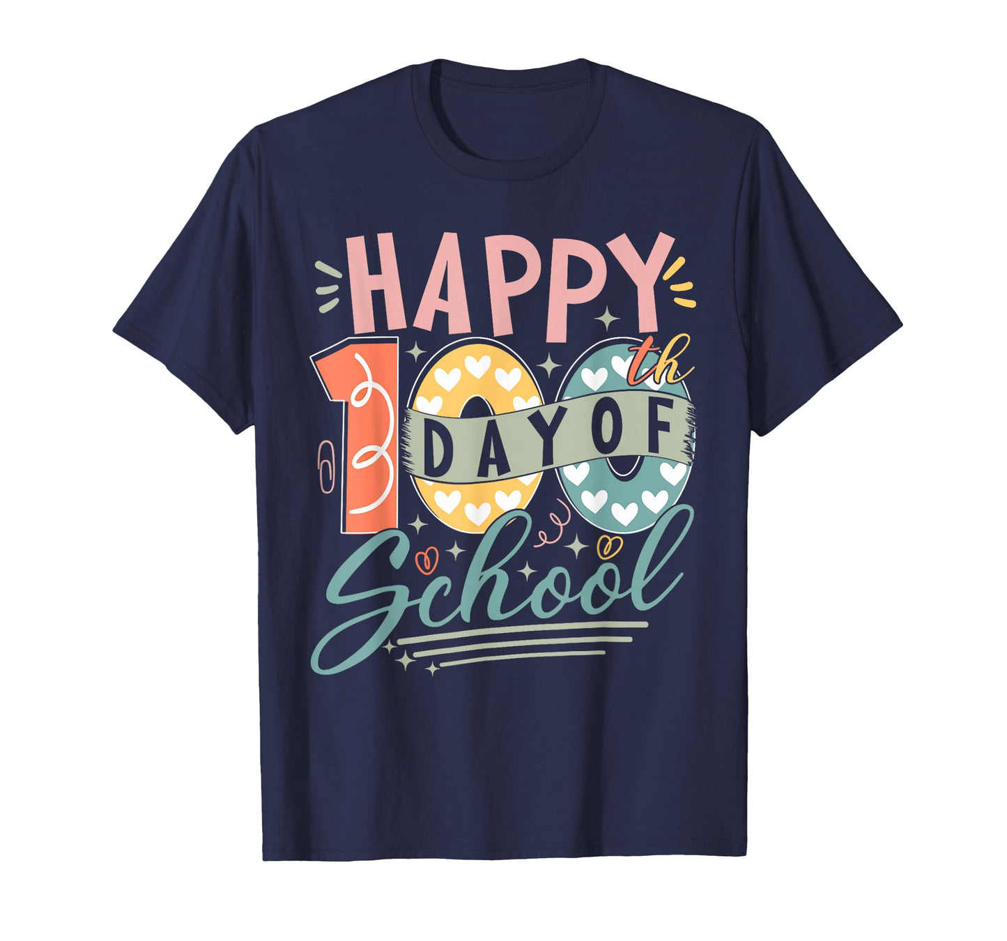 Groovy Happy 100th Day of Shool 100 Days Teachers Girls Kids T-Shirt