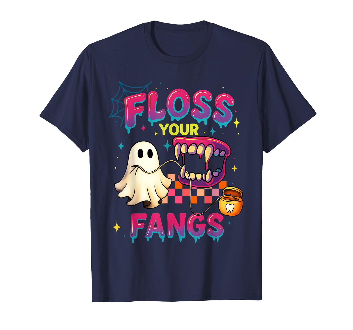 Floss Your Fangs Spooky Dentist Funny Boo Dental Halloween T-Shirt