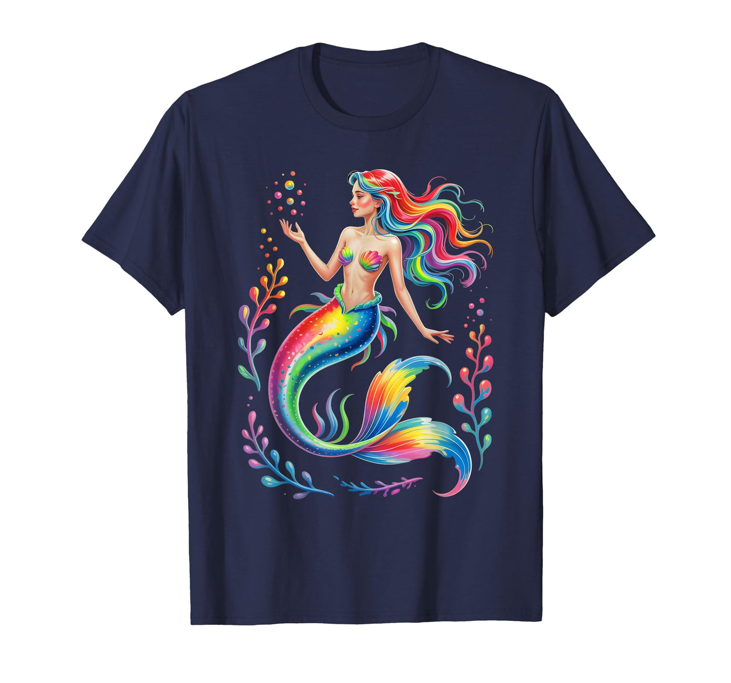 Mermaid Colorful Abstract Painting Art Graphic Motif women T-Shirt