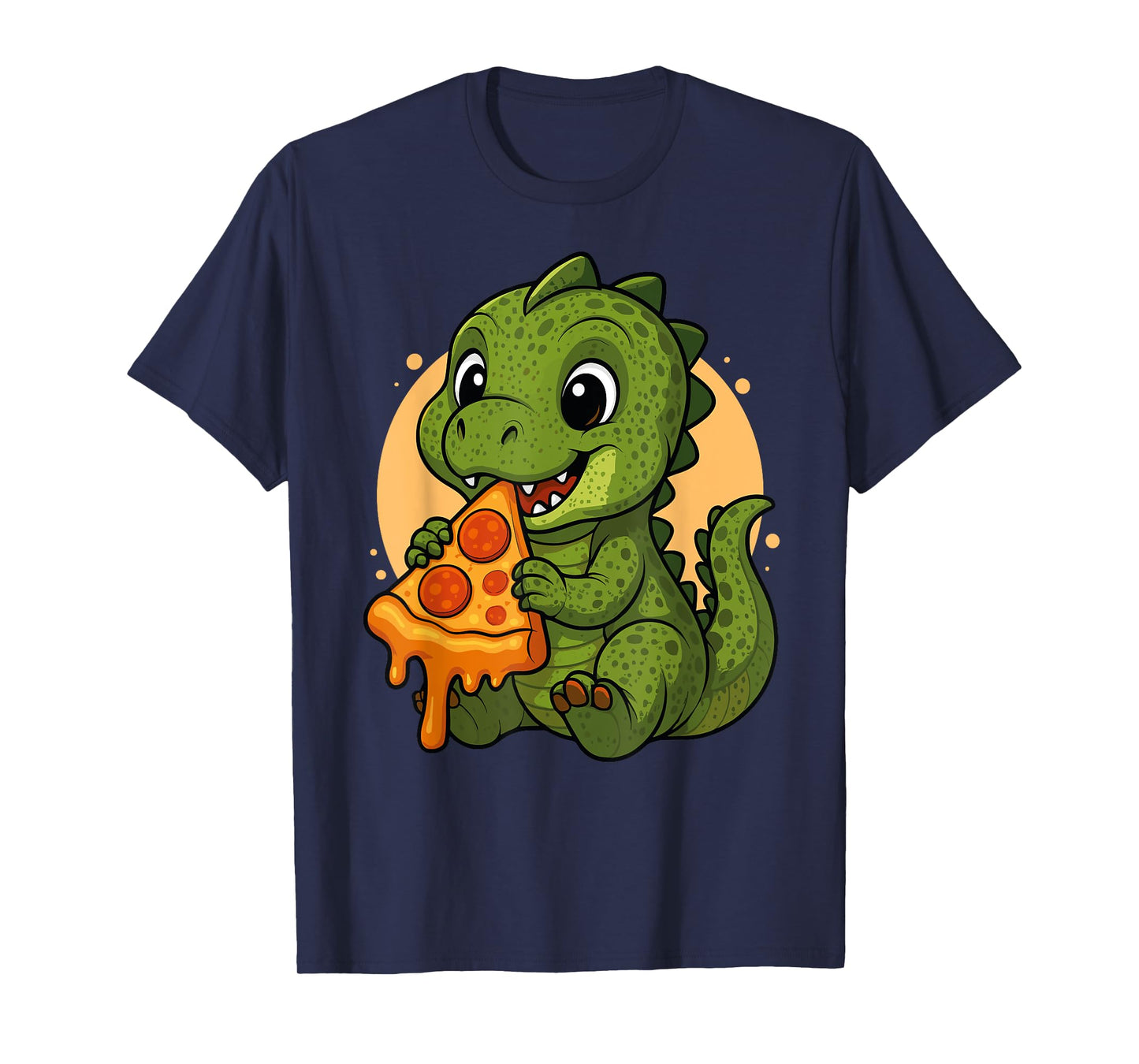 Funny Dinosaur Eating Pizza Graphic Boys Girls Dinosaur T-Shirt