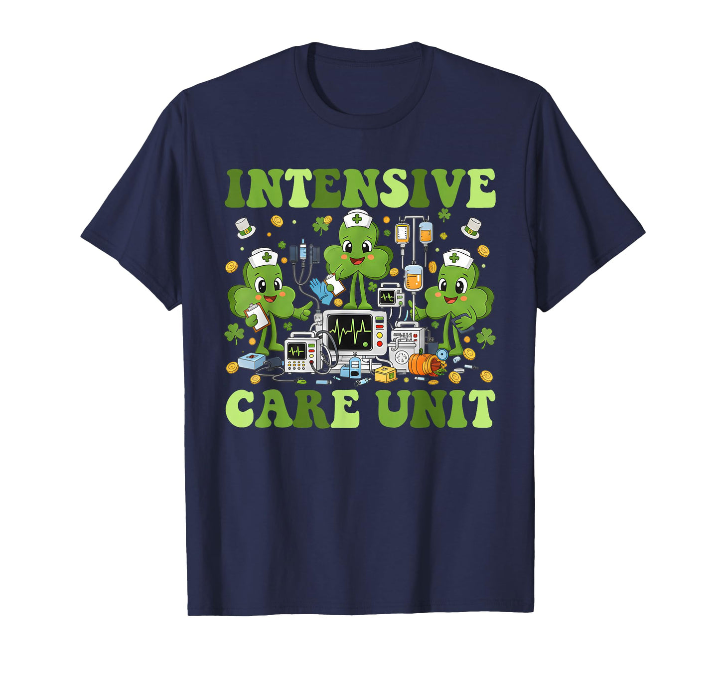ICU Nurse St Patricks Day Shamrock Intensive Care Unit Nurse T-Shirt