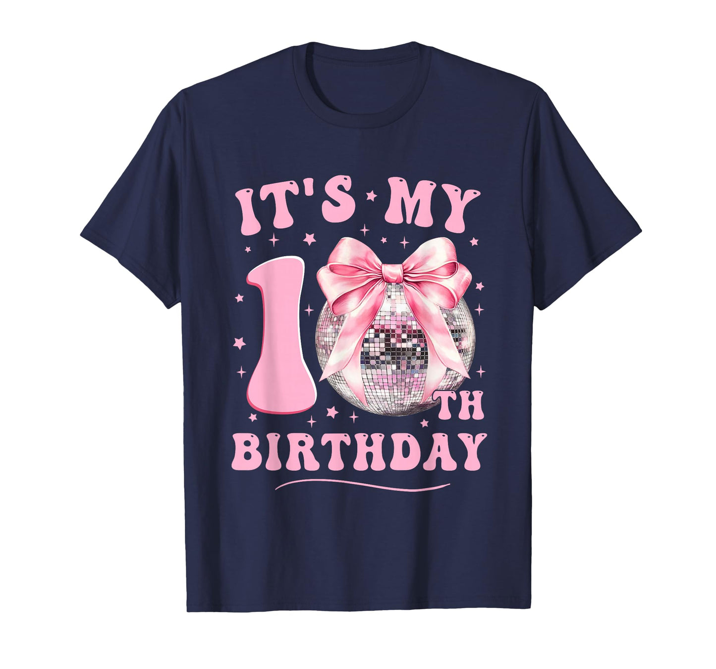 It's My 10th Birthday Coquette Bow Disco Ball 10 Years Old T-Shirt