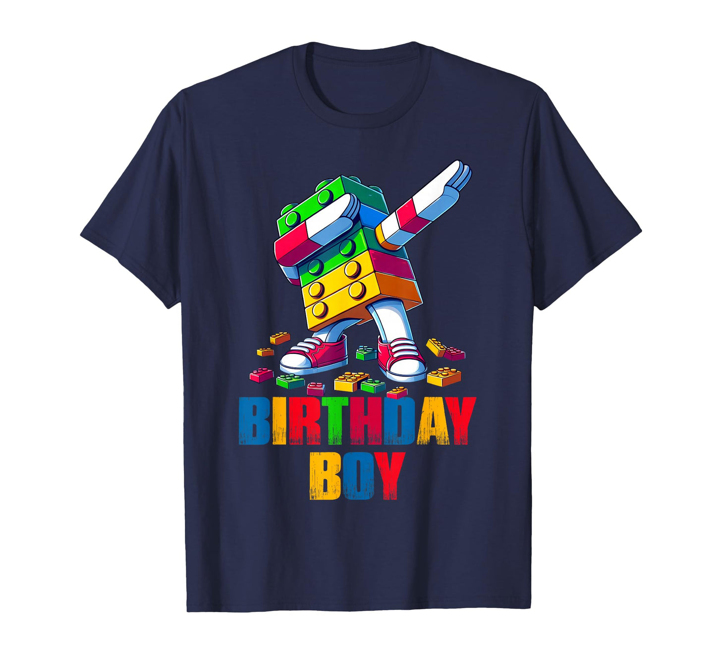 Birthday Boy Dabbing Master Builder Blocks Bricks B Day T-Shirt