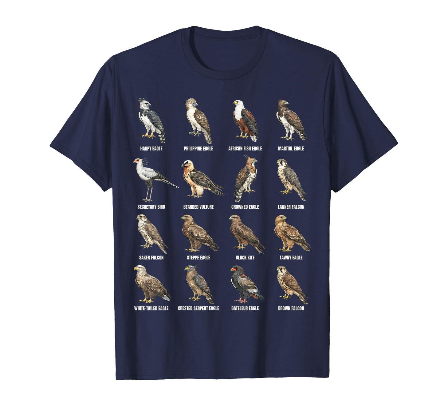 Global Birds of Prey Worldwide Raptor Species Chart T-Shirt