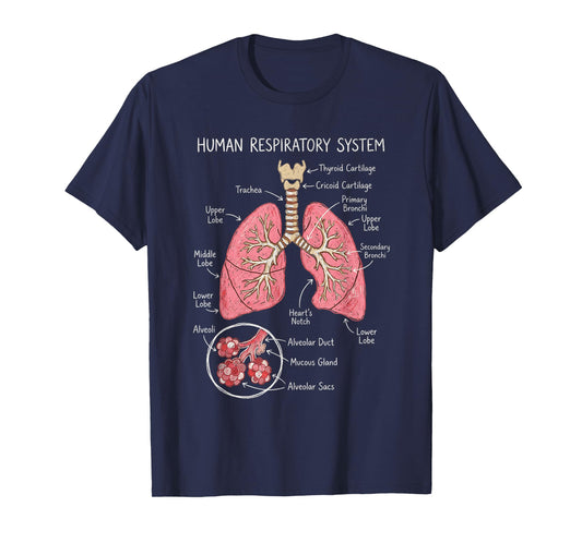 Human Respiratory System Anatomy Lungs Diagram Chart T-Shirt