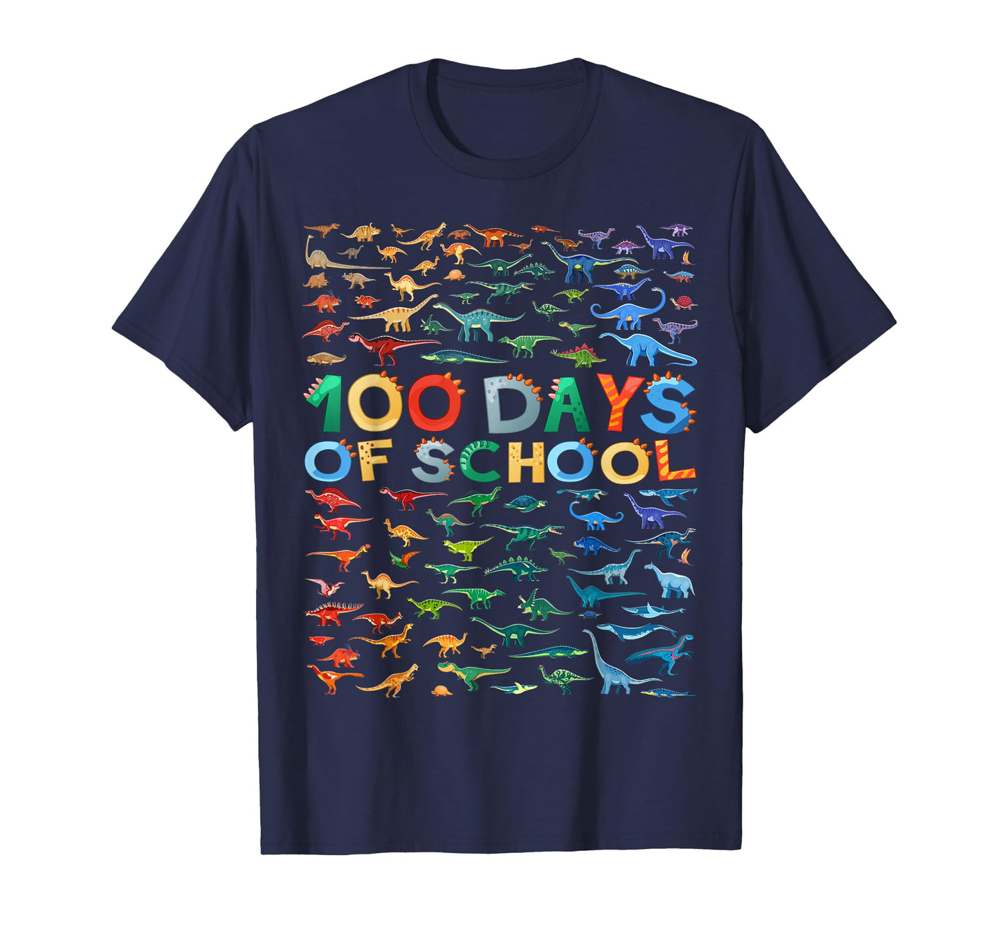 Happy 100th Day of School Dino Kids 100 Days Dinosaur T Rex T-Shirt