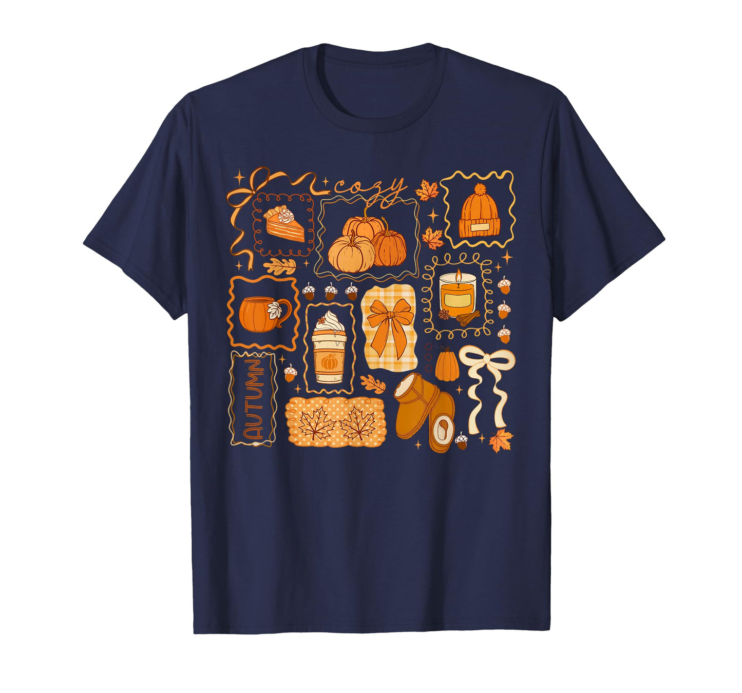 Cozy Season Pumpkin Thanksgiving Autumn Fall Y'all Leaves T-Shirt