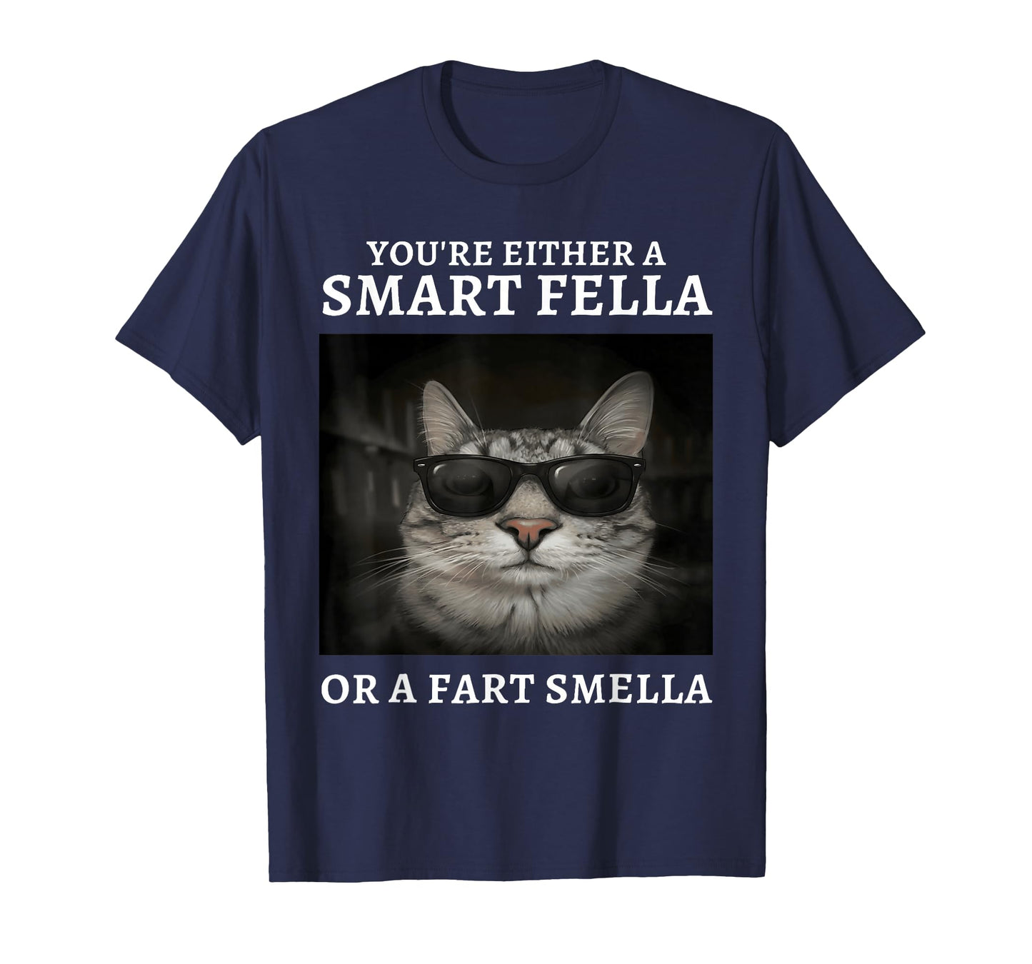 You're Either A Smart Fella Or A Fart Smella Funny Cat Meme T-Shirt