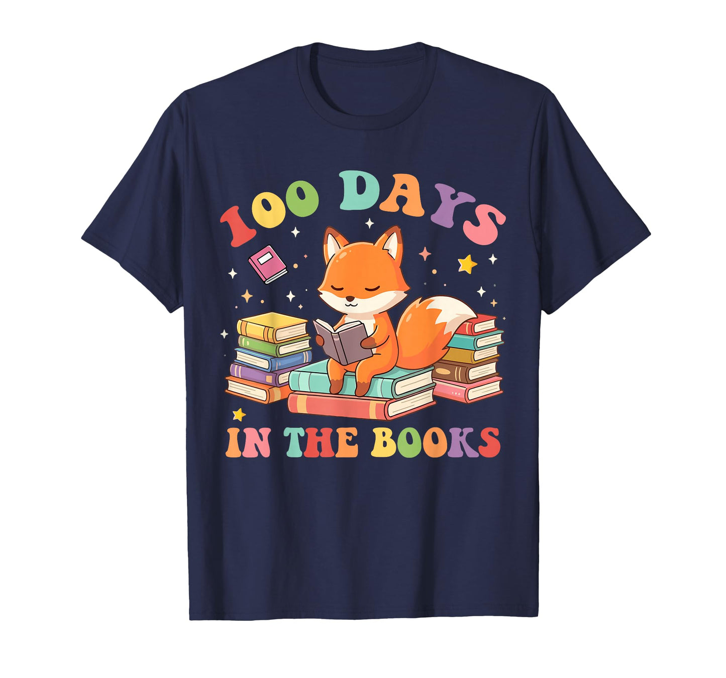 100 Days in The Books Fox Reading 100th Day of School T-Shirt