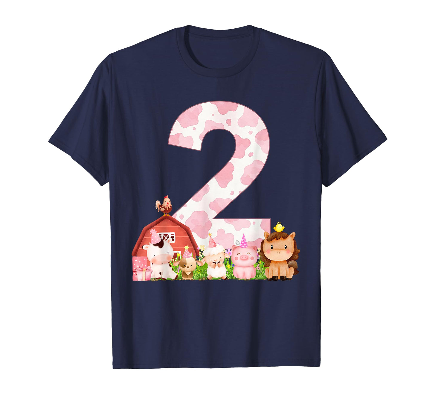 2nd Birthday Girl Farm Animals Barnyard 2 Year Old Outfit T-Shirt