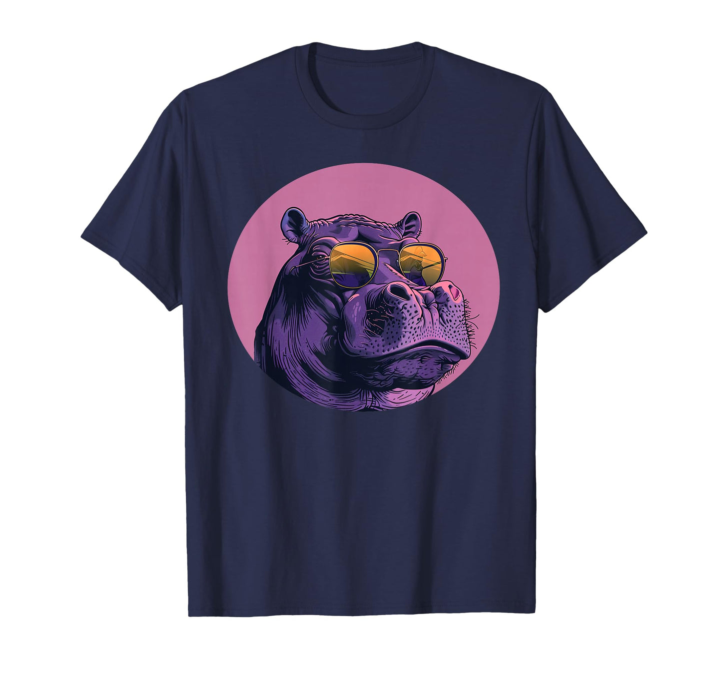 Funny plump bespectacled Hippo with Sunglasses Outfit T-Shirt