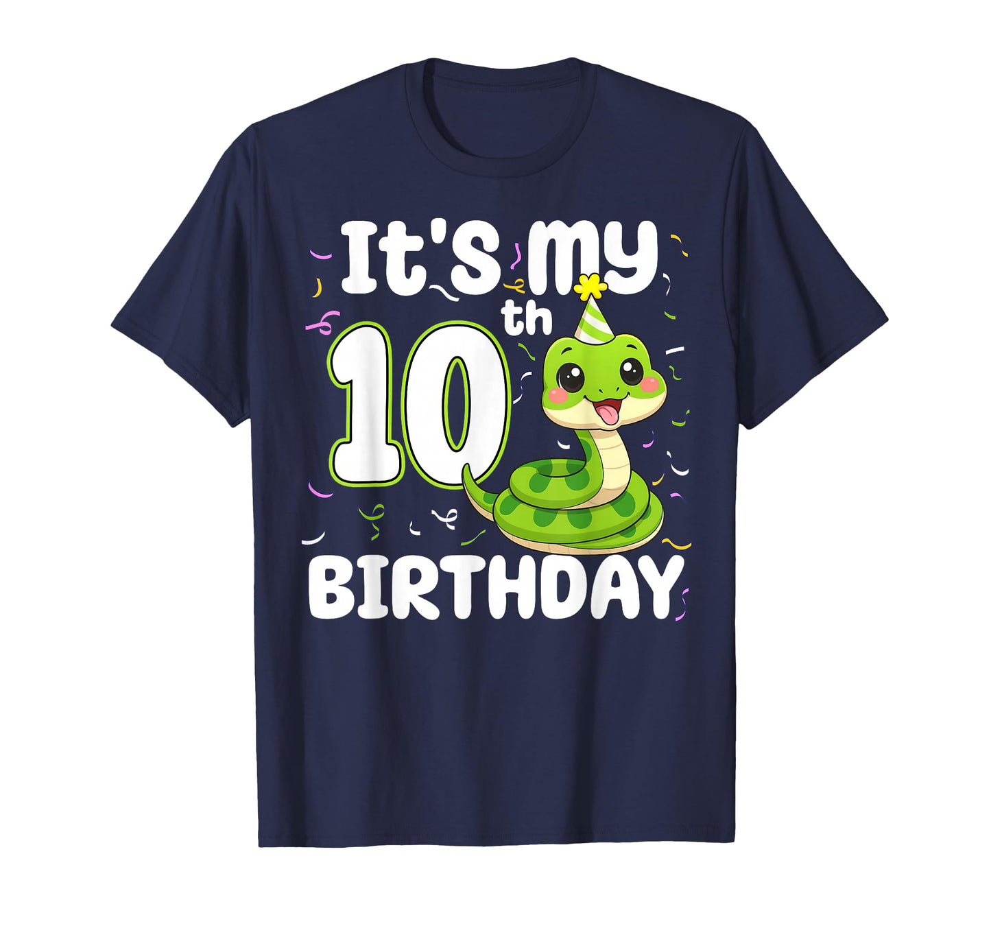 10th Birthday Snake Lover Ten 10 Years Old Birthday Boy Girl T-Shirt