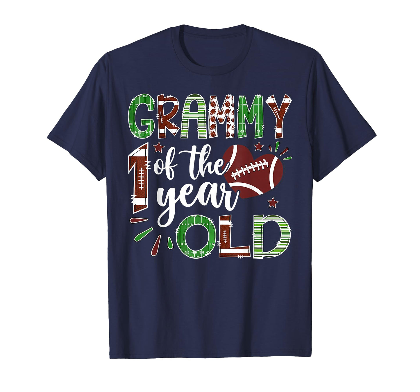 Grammy of The 1 Year Old Football First Birthday Boy T-Shirt