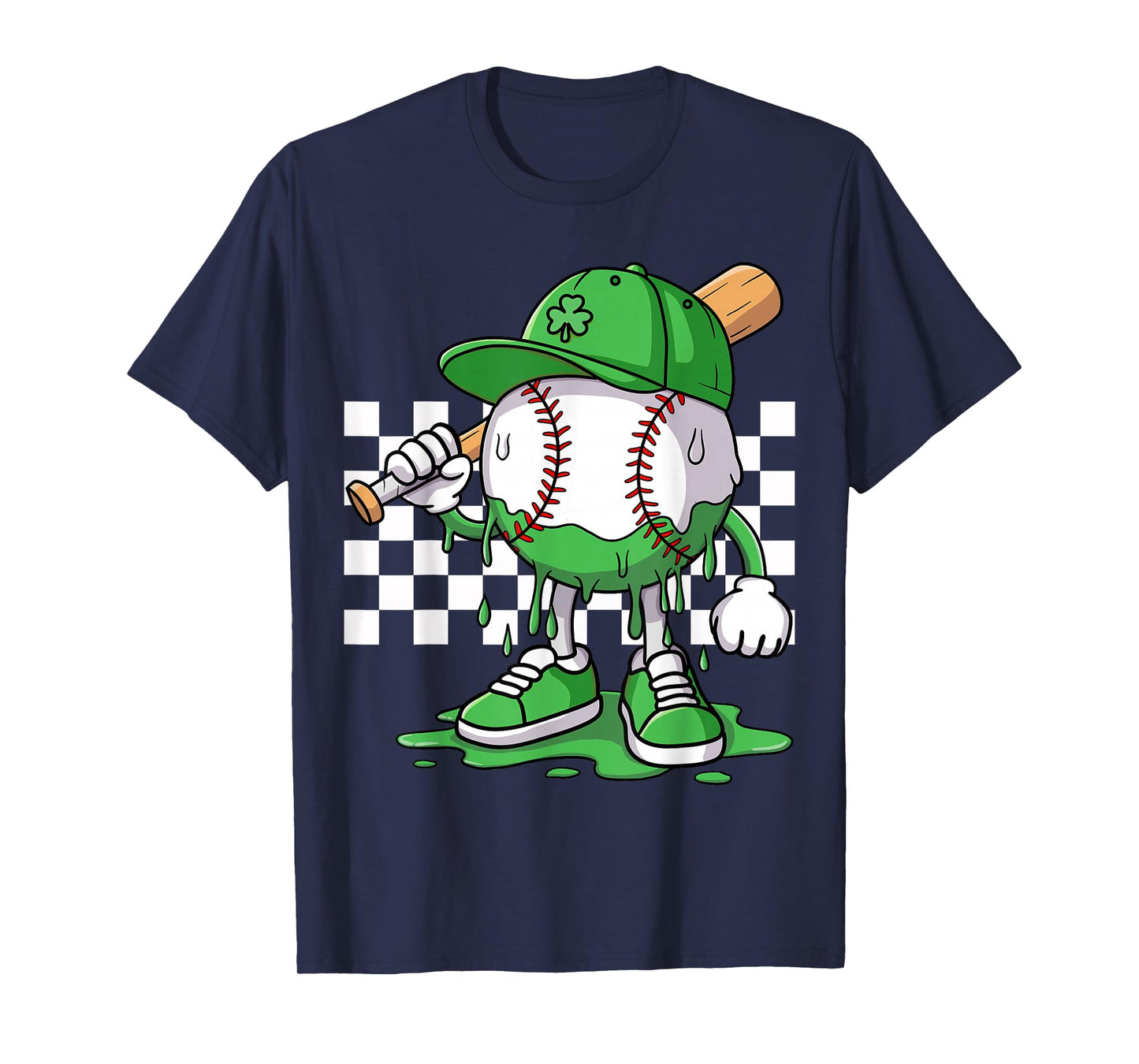 Boys Happy St Patricks Day Kids Baseball Ice Cream Drip T-Shirt