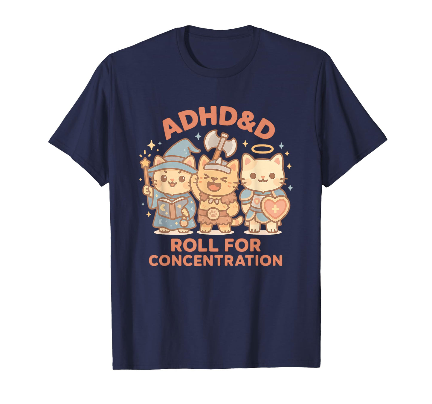 RPG Gamer ADHD&D Roll for Concentration Geek Cat Men Women T-Shirt