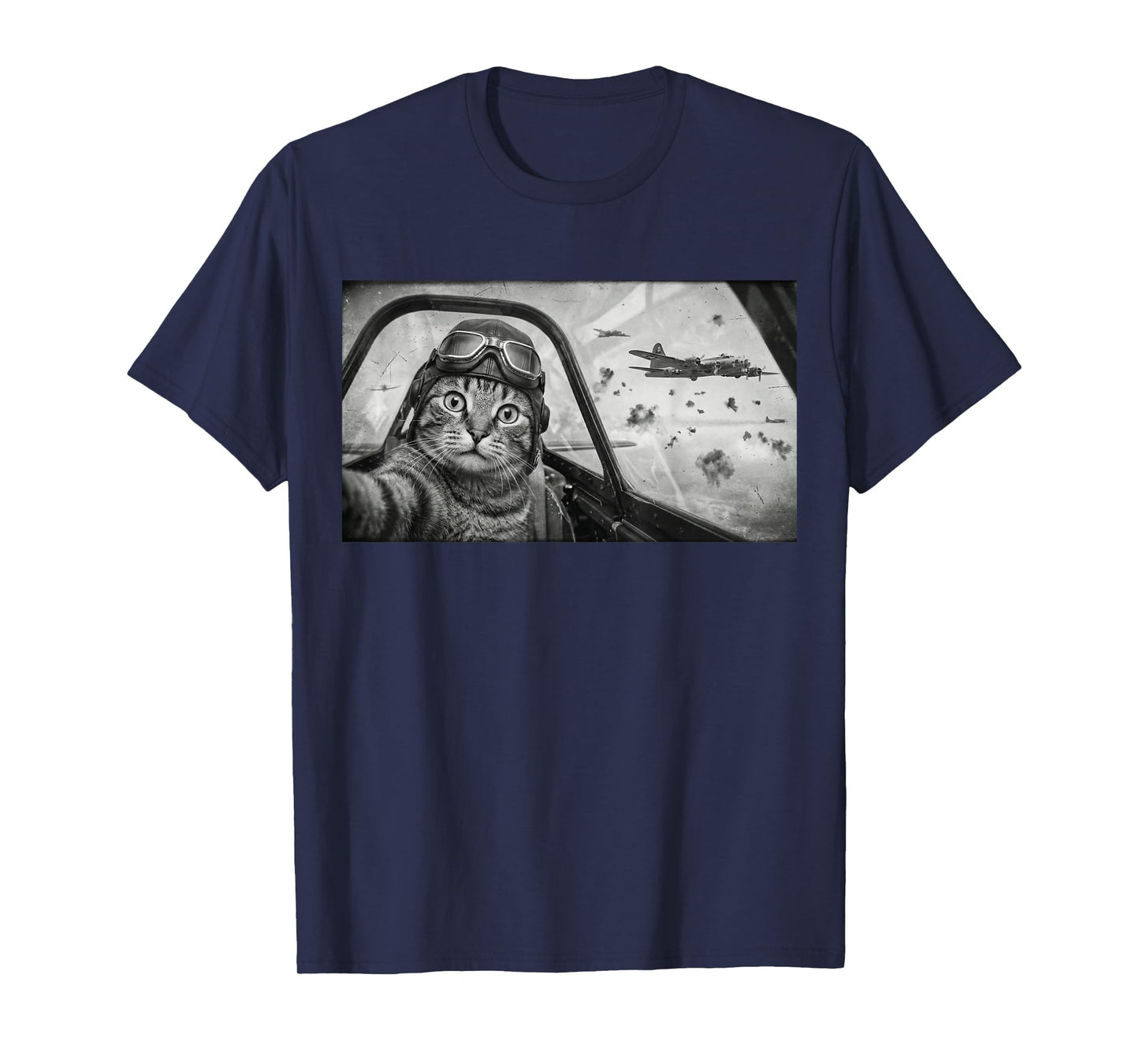 WW2 Cat in WWII Plane T-Shirt