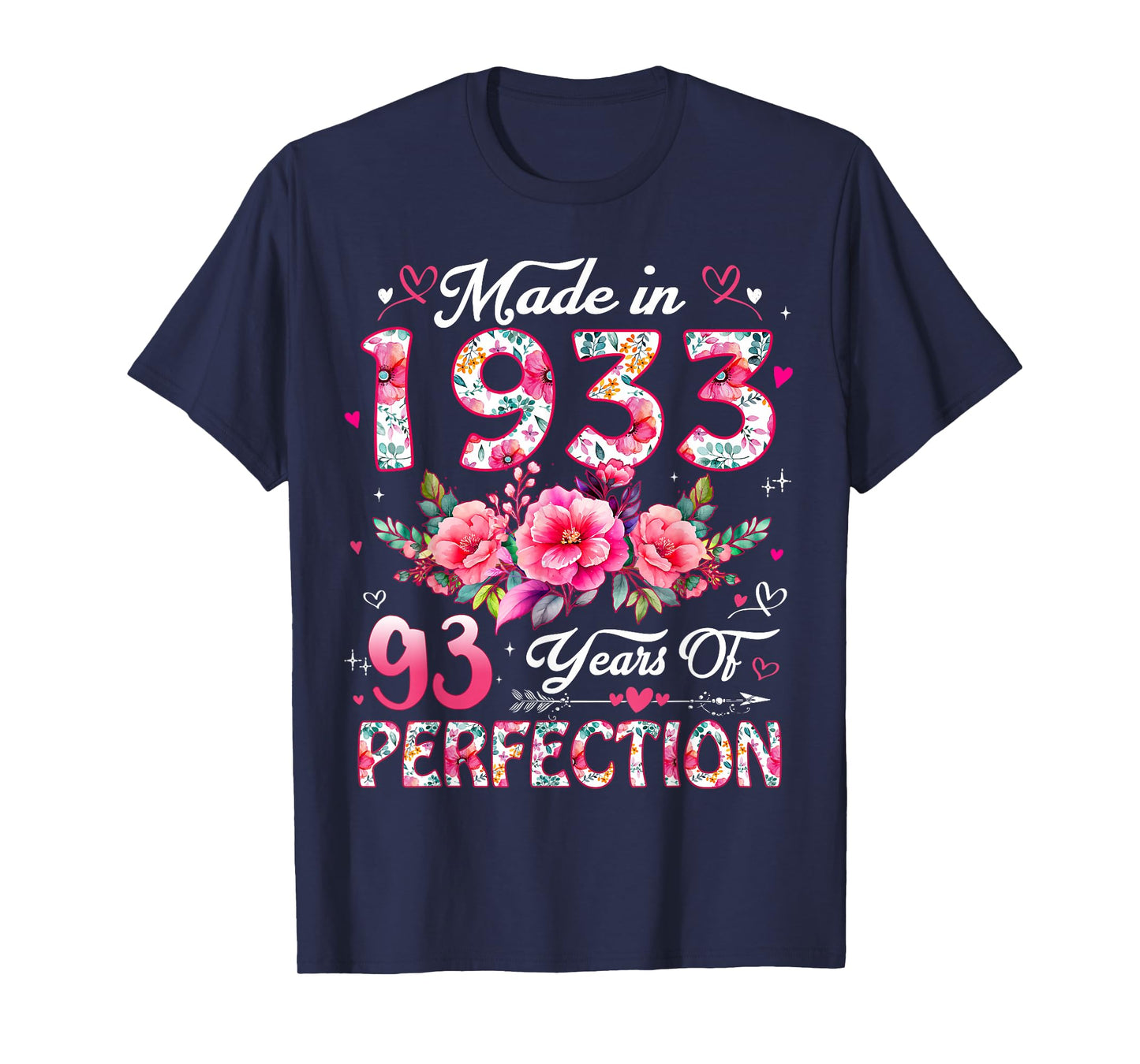 93 Year Old Made in 1933 Floral 93rd Birthday Women T-Shirt