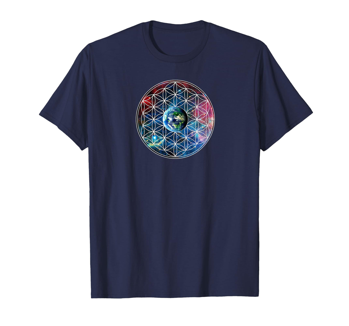 Earth with flower of life, sacred geometry, Yoga T-shirt T-Shirt