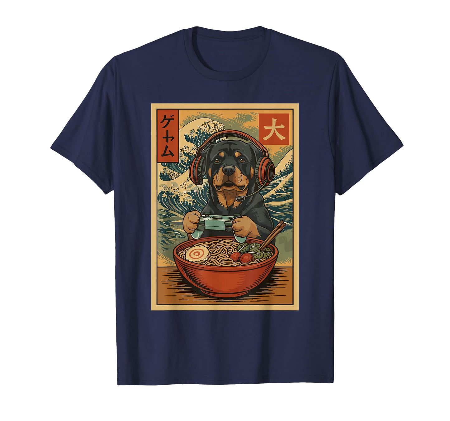 Kawaii Anime Gamer Rottweiler Ramen Retro Japanese Gaming T-Shirt