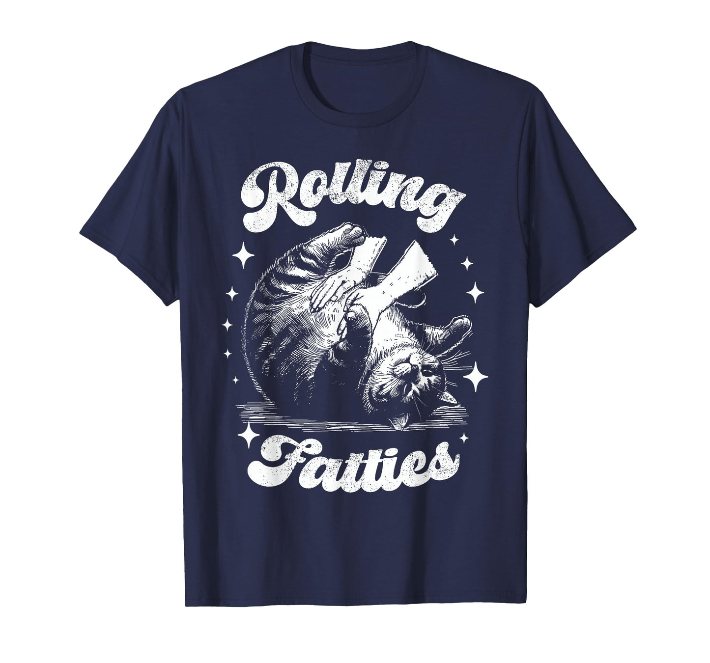 Retro Funny Rolling Fatties Vintage Sarcastic Cat Meme T-Shirt