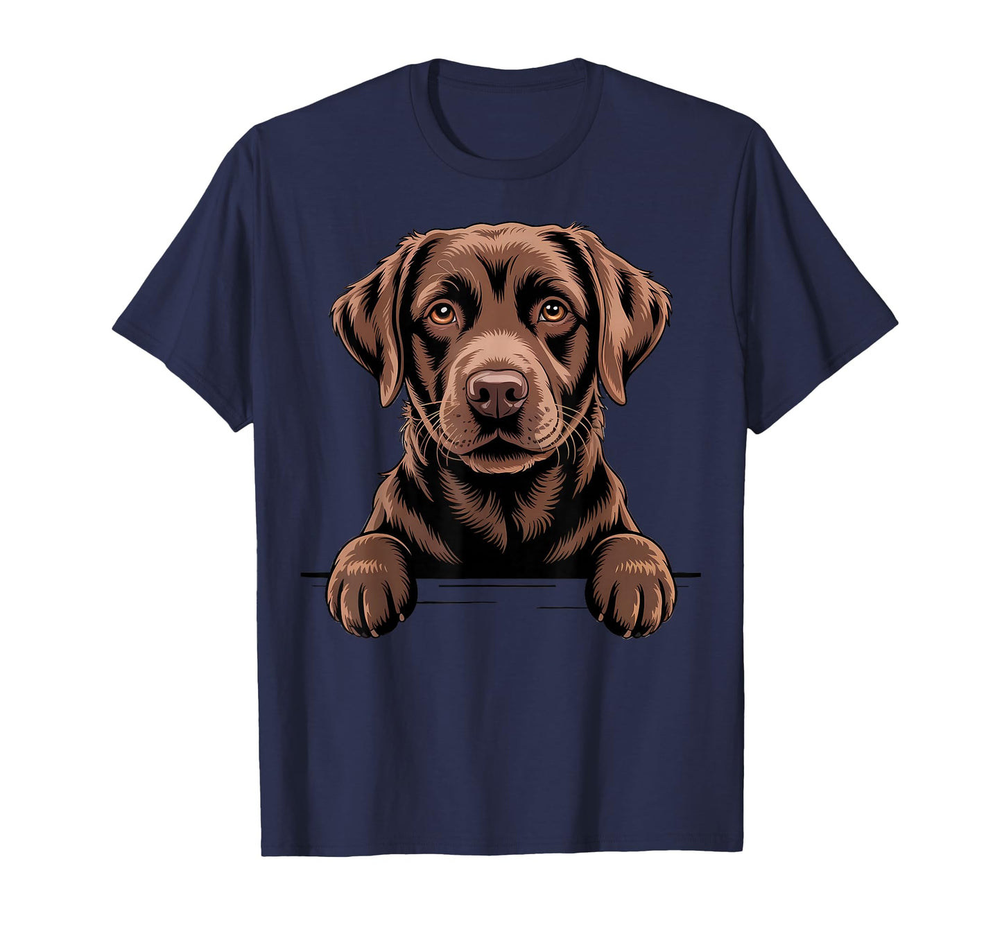 Chocolate Lab Funny Peeking Pocket Labrador Puppy Dog Lover T-Shirt