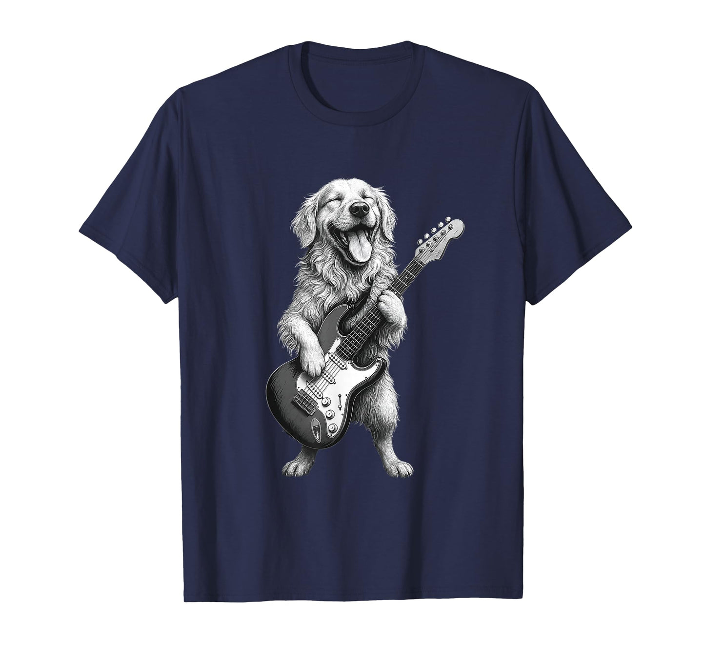 Golden Retriever Playing Guitar Funny Dog Lover T-Shirt