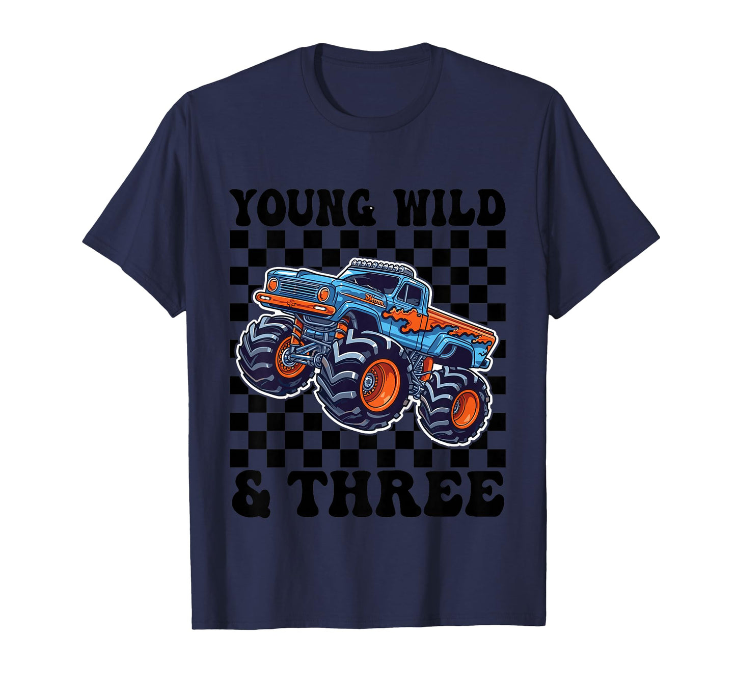 3rd Birthday Monster Truck Young Wild and Three 3 Year Old T-Shirt