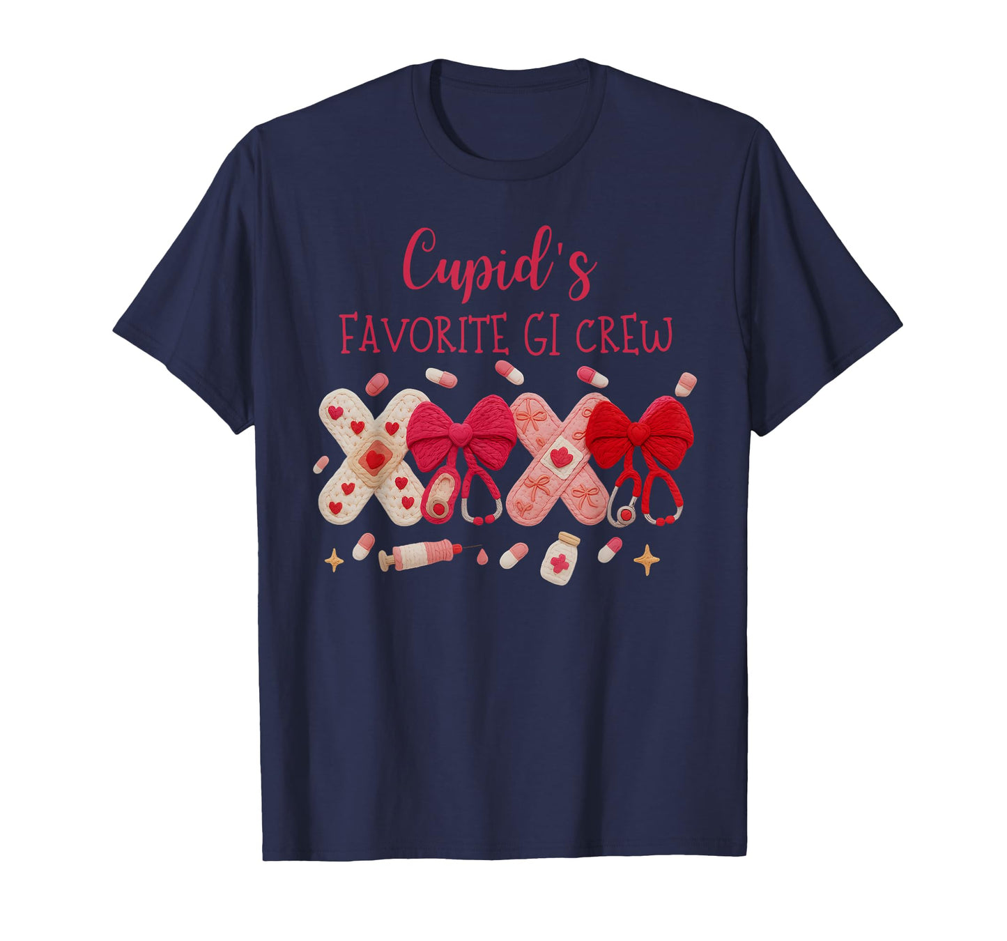 Faux Yarn XOXO Cupid's Favorite GI Crew Nurse Valentine Day T-Shirt