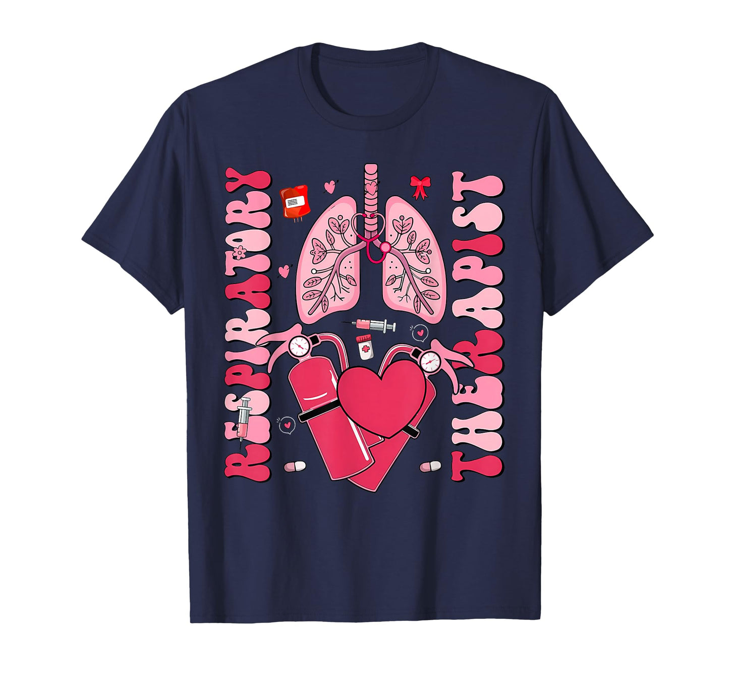 Lung Hearts Respiratory Therapist Valentine Day Pulmonology T-Shirt