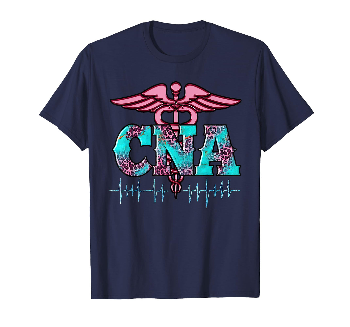 Pink And Blue Leopard CNA Nurse Christmas Pajamas For Team T-Shirt