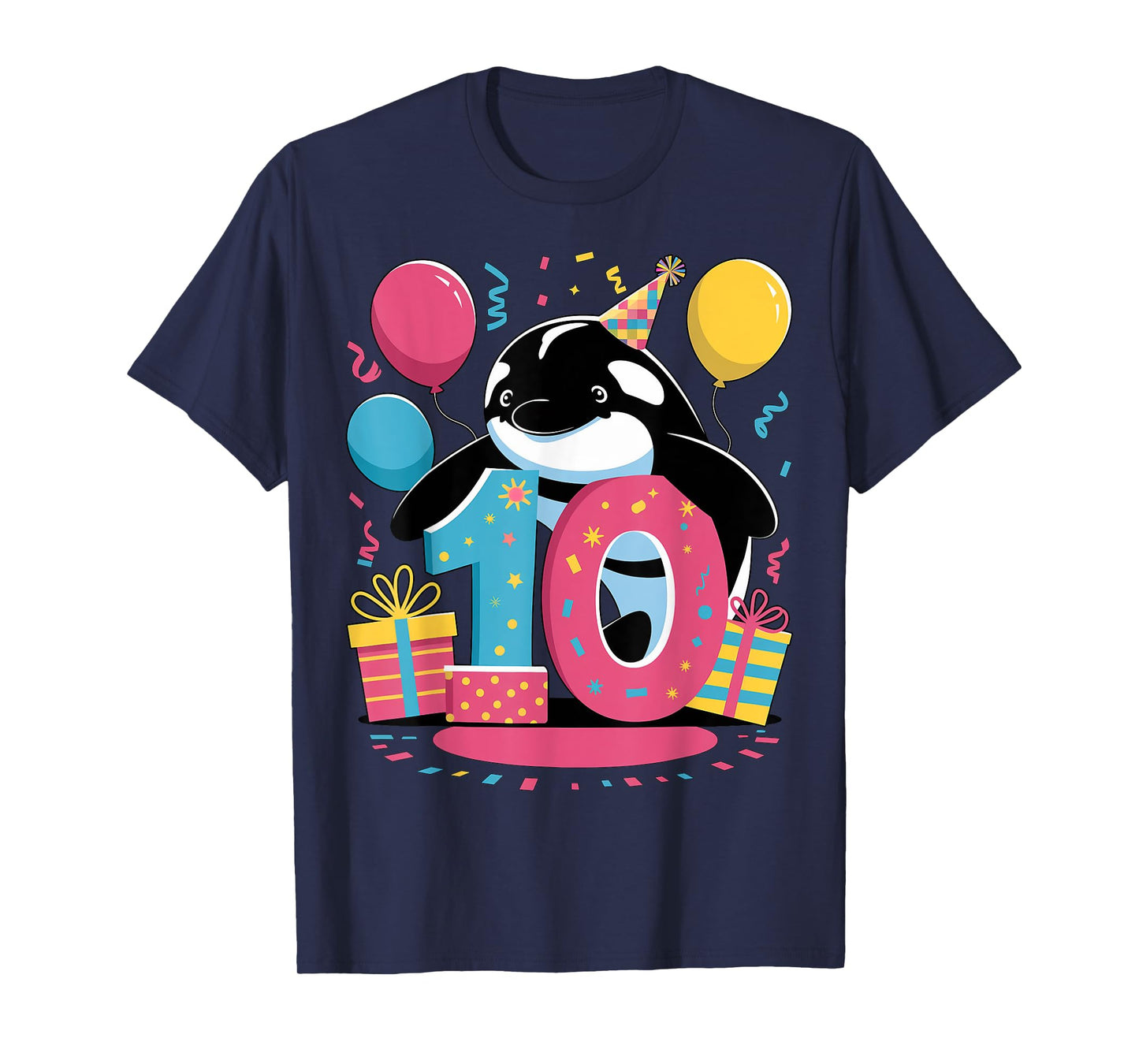 Orca 10th birthday for boy girl 10 years old tenth ten Orca T-Shirt