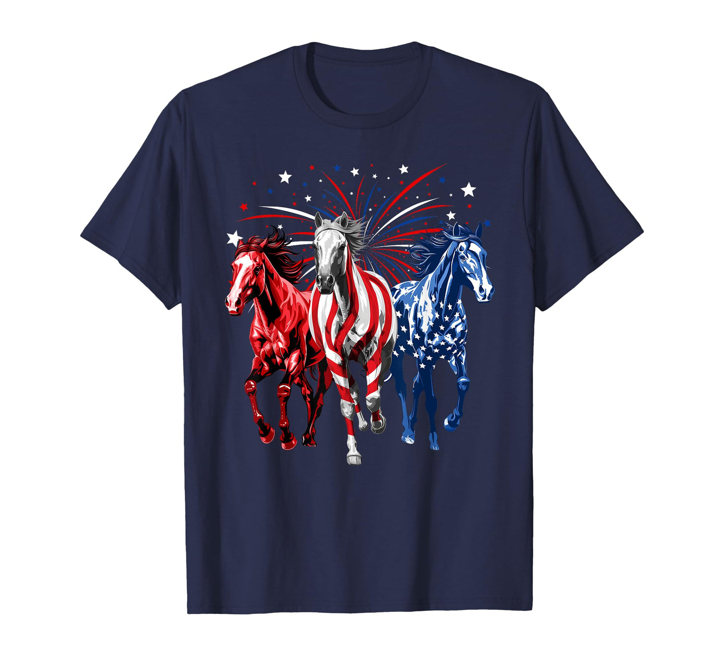 4th Of July Horse Lovers Red White And Blue American Flag T-Shirt