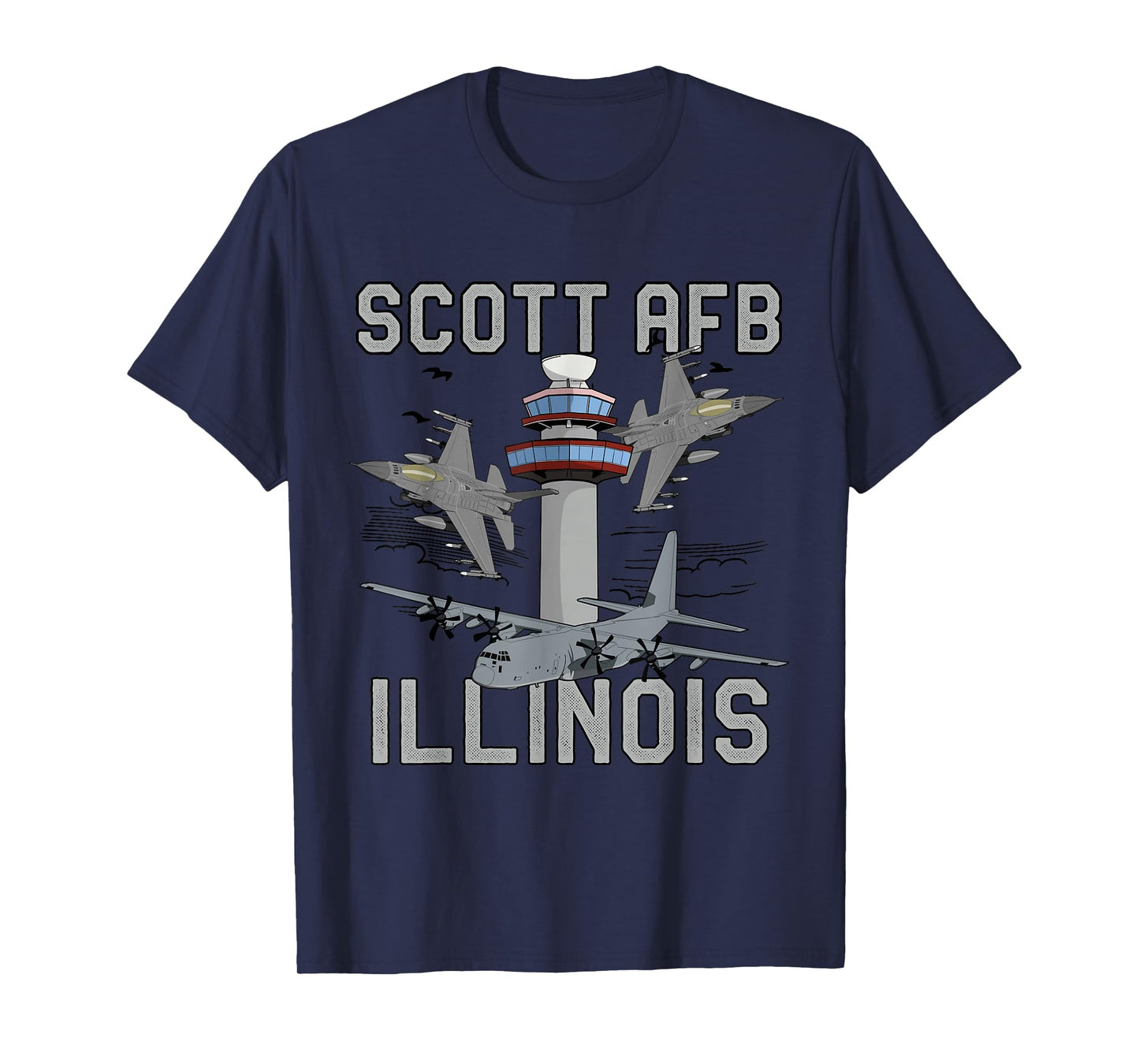 Scott AFB Illinois Air Force Base Fighter Jets Vintage Tee T-Shirt