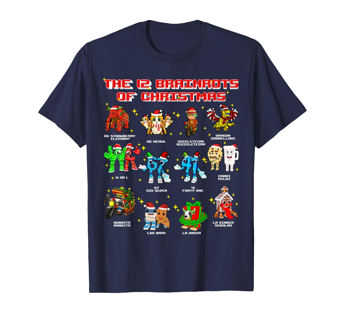 The 12 Brainrots of Christmas Funny Brainrot for Kids Teens T-Shirt