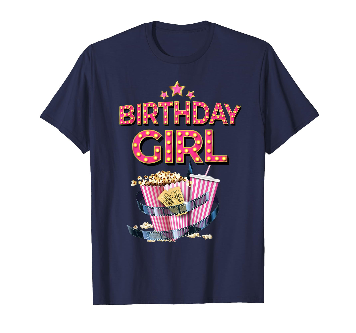 Birthday Girl Crew Movie Night Theme Matching Party T-Shirt