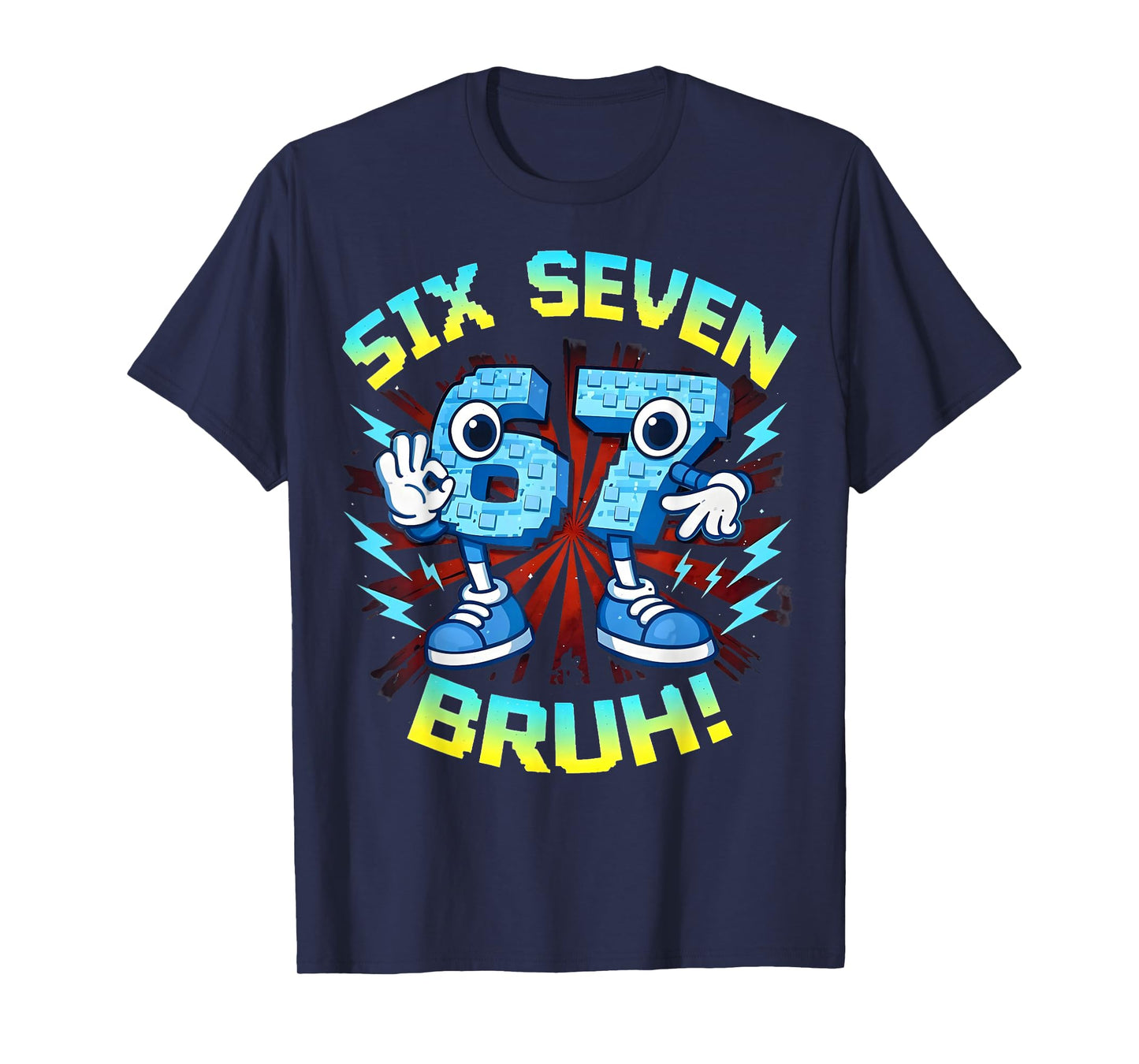 Funny Six Seven Bruh 67 Brainrot Meme Gifts for Boys Kids T-Shirt