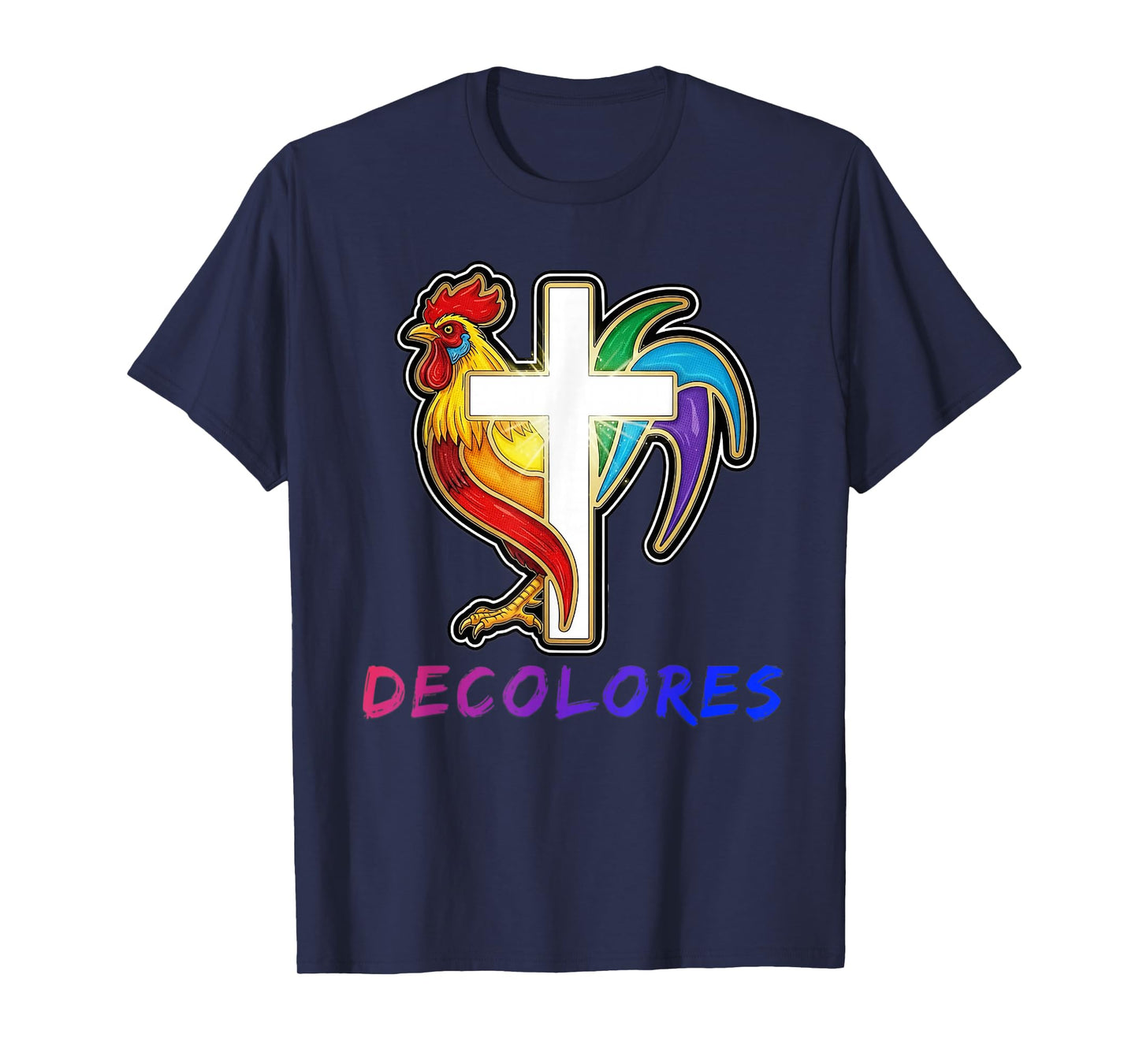 DeColores Cursillo Rainbow Rooster Catholic T-Shirt