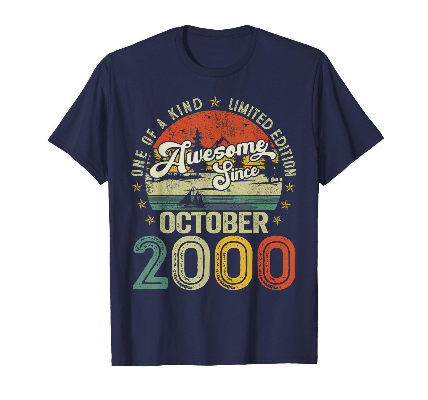 Awesome Since October 2000 Vintage Retro 25th Birthday Men T-Shirt