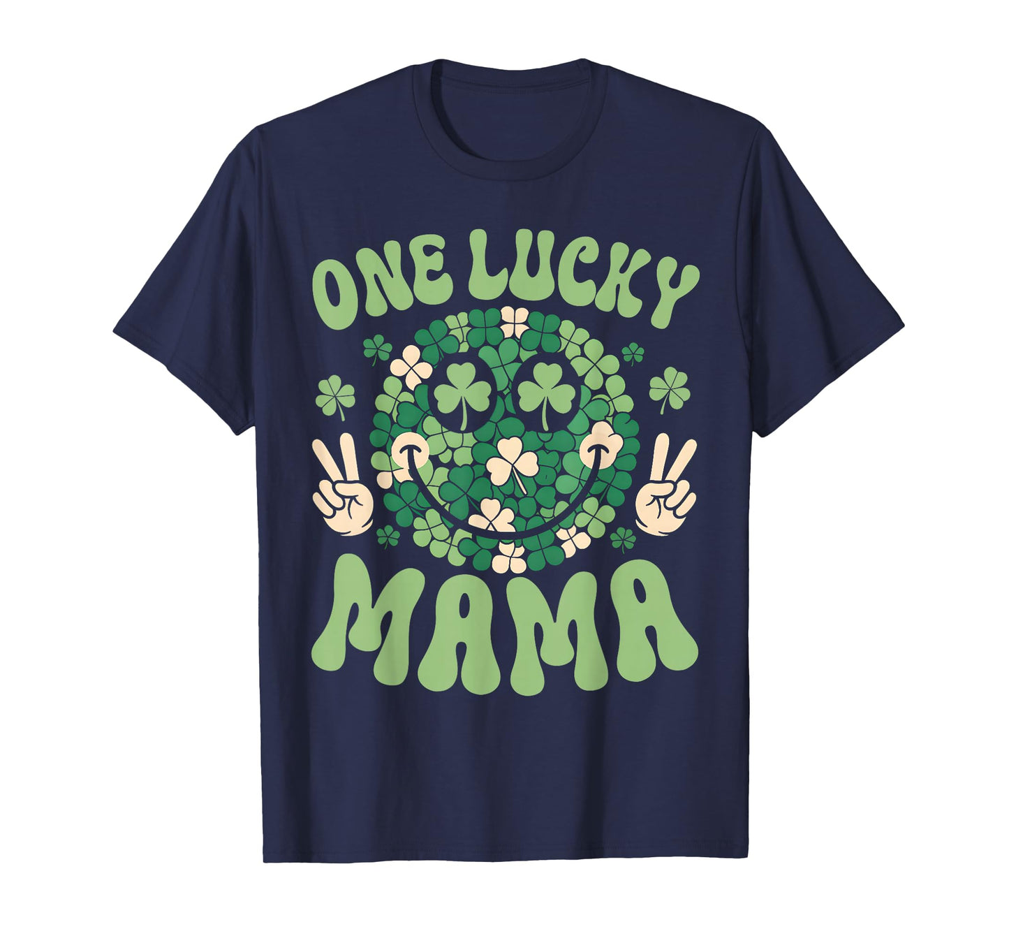 St Patricks Day Family Matching Groovy Retro One Lucky Mama T-Shirt