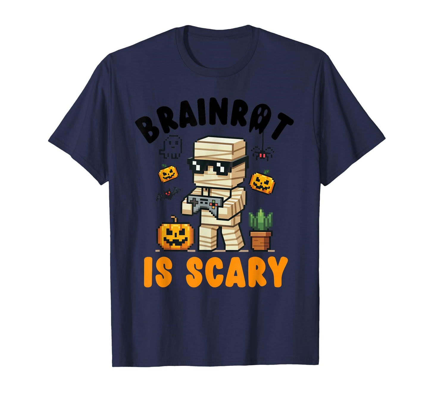 Brain Rot Costume Shirt Kids Halloween Scary Teen Boys Gamer T-Shirt
