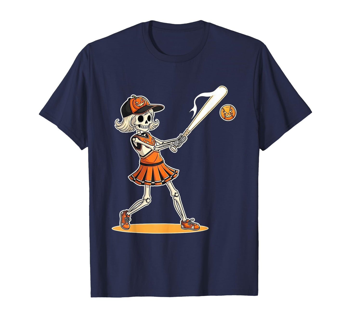 Spooky Softball Skeleton Halloween Sporty Costume Women T-Shirt