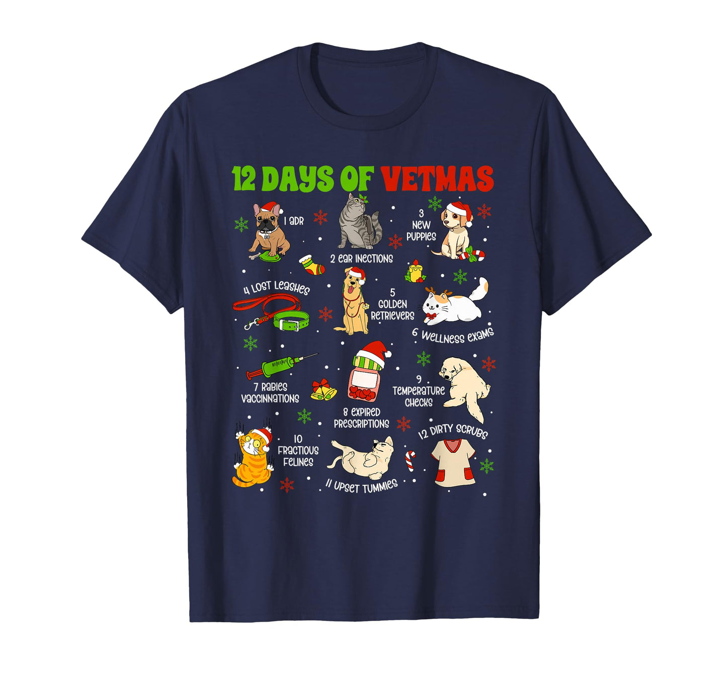 12 Days of Vetmas, Funny Vet Christmas, Veterinary Medicine T-Shirt