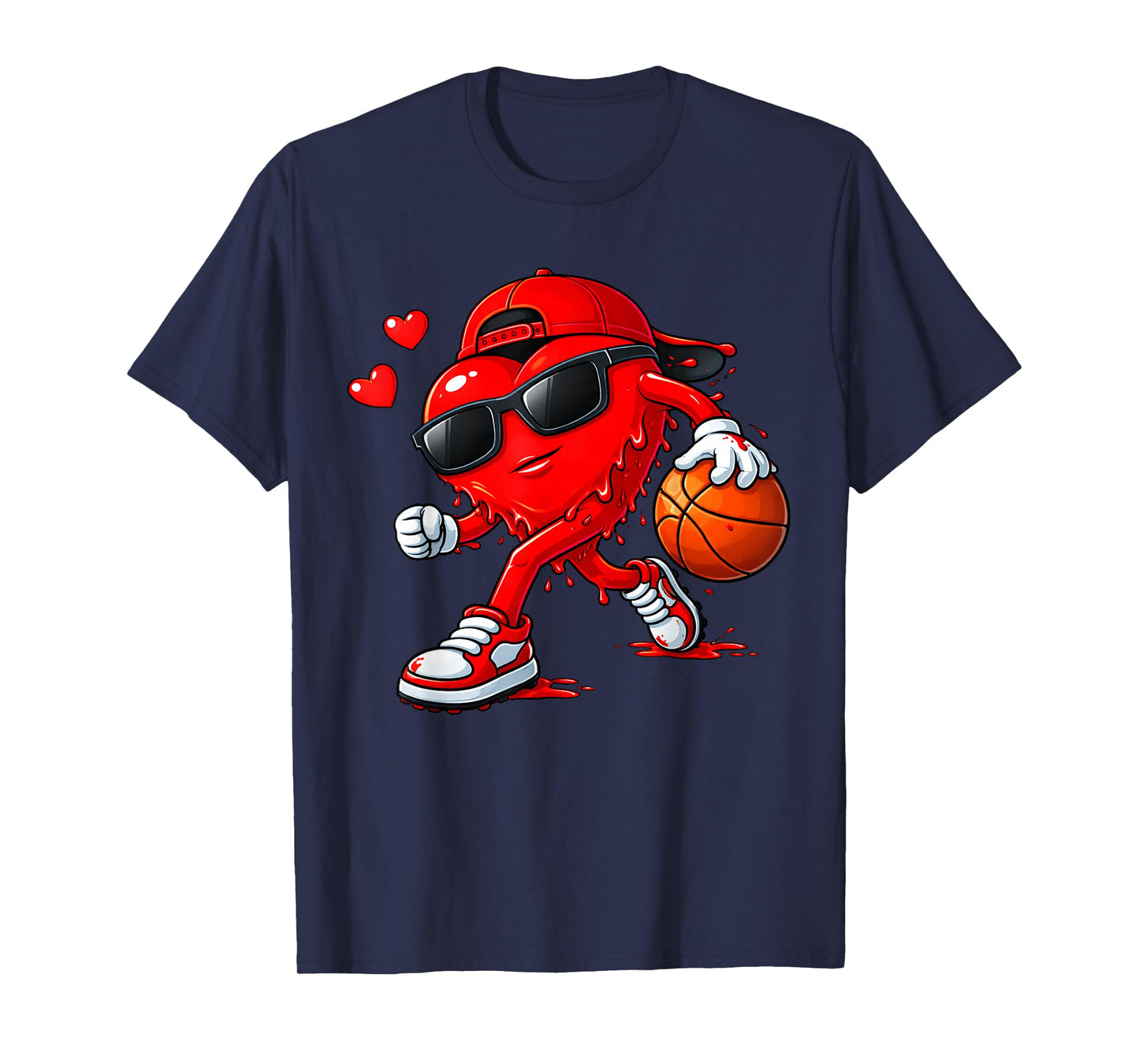 Valentine Basketball Heart Drip Sport Valentines Day Boys T-Shirt