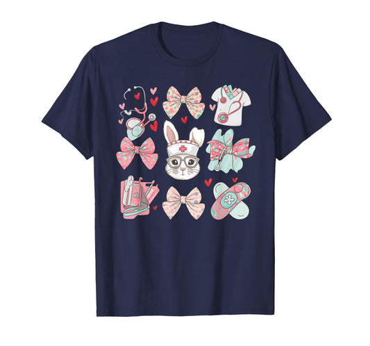Easter Nurse Coquette Bunny Stethoscope Bow Rabbit Nursing T-Shirt